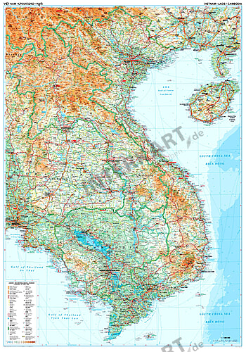 Vietnam Laos Und Kambodscha Landkarte 87 X 124cm