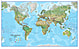 Physikalische Weltkarte 1:20 Mio - Pinnwand gerahmt