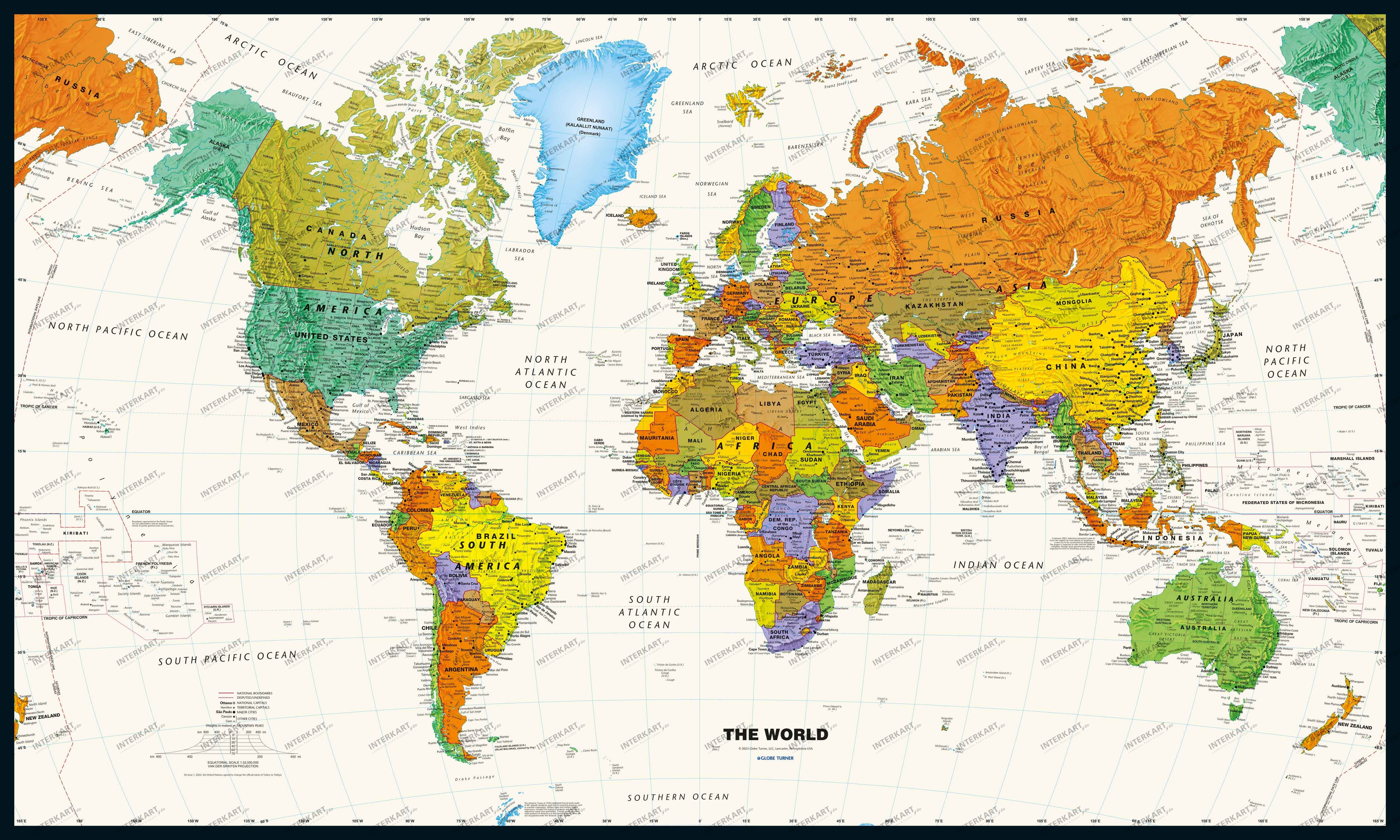 World Map Contemporary 127 x 73 cm