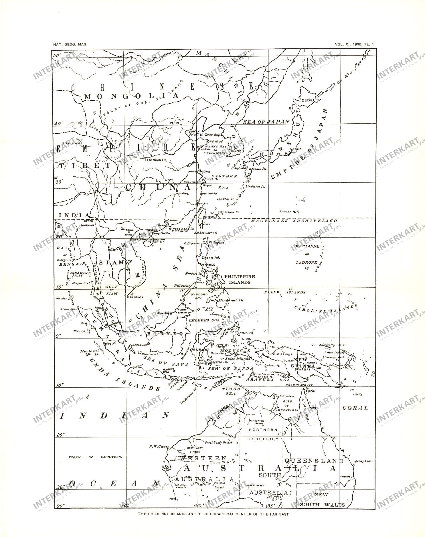 1900 Philippines Map 25 x 32cm