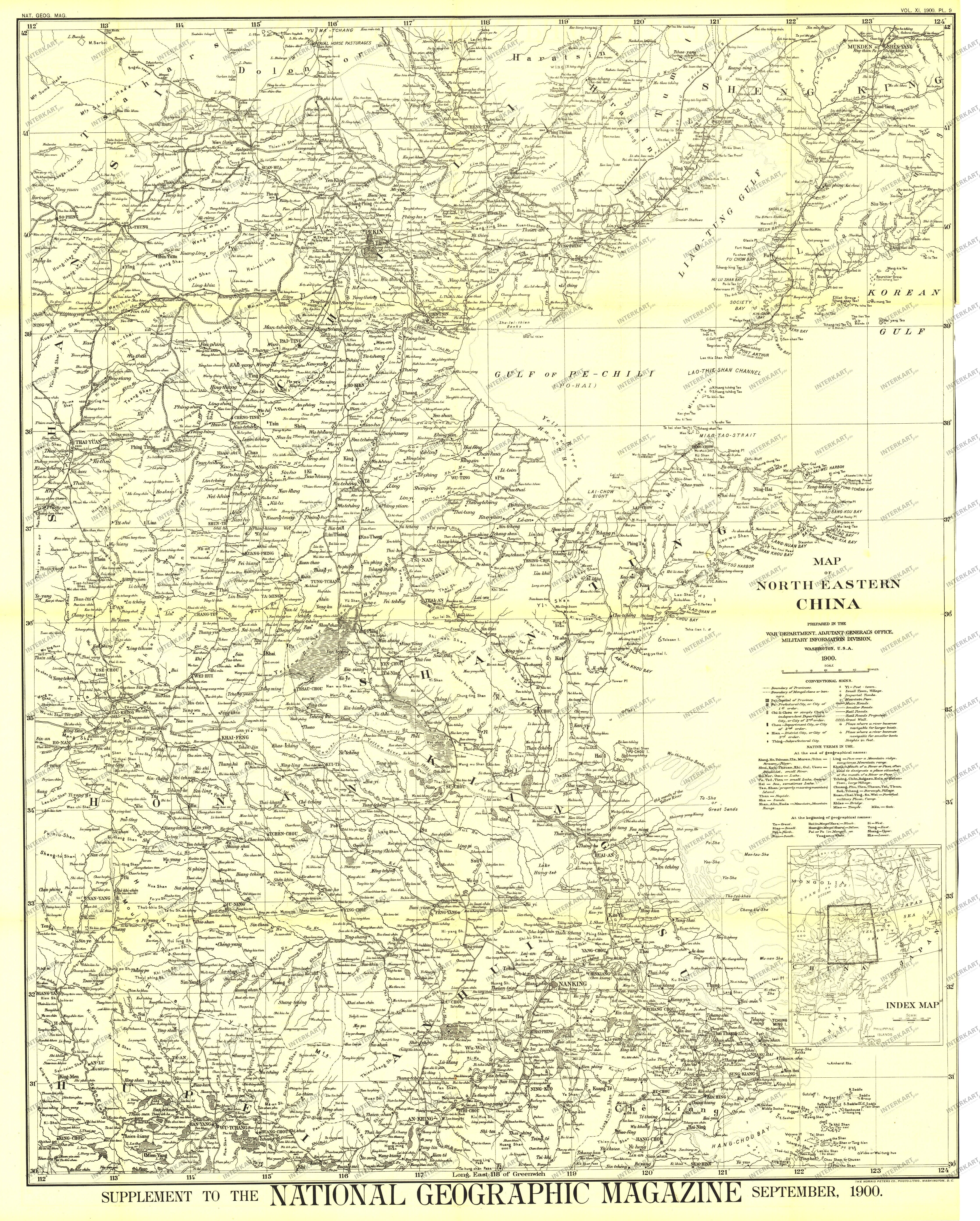 1900 Map Of North Eastern China 76 x 94cm