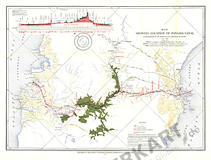 1905 Map Showing Location Of Panama Canal 1899-1902 National Geographic