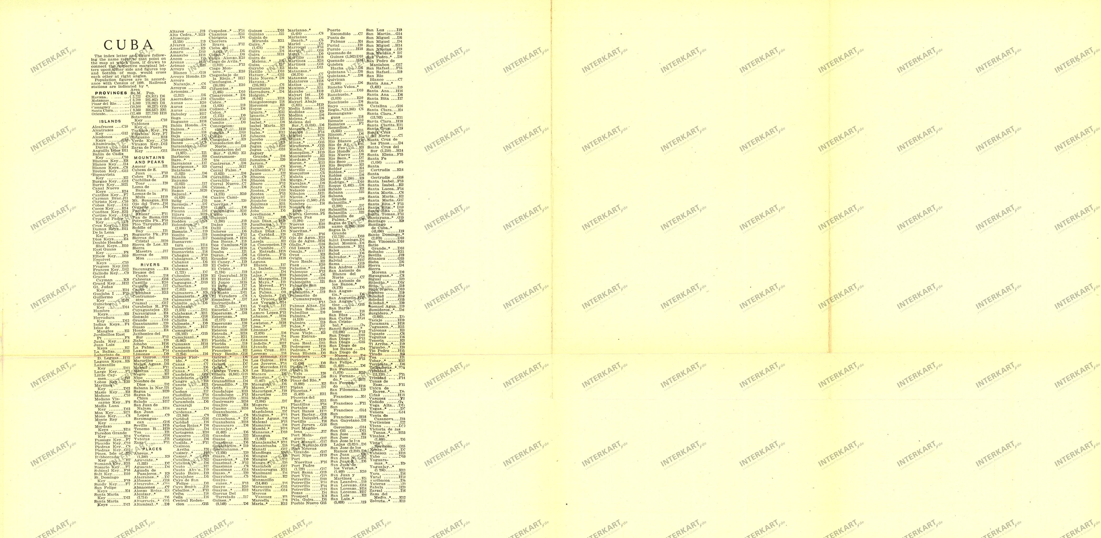 1906 Cuba Map Index - National Geographic