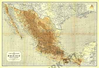 1911 Mexiko Karte 63 x 43cm