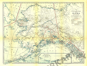 1914 Alaska Karte 55 x 41cm