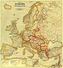 1921 Europa Karte 79 x 84cm