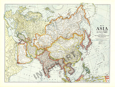 Ngs 1921 Map Of Asia With Europe And Africa