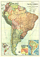 1921 Südamerika Karte 66 x 94cm