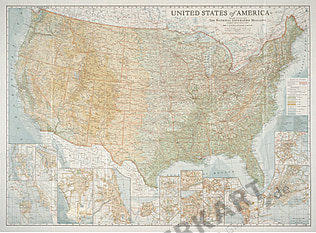 1923 United States Of America Map 96 x 71cm