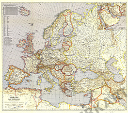 1940 Europa und der Nahe Osten Karte 98 x 86cm