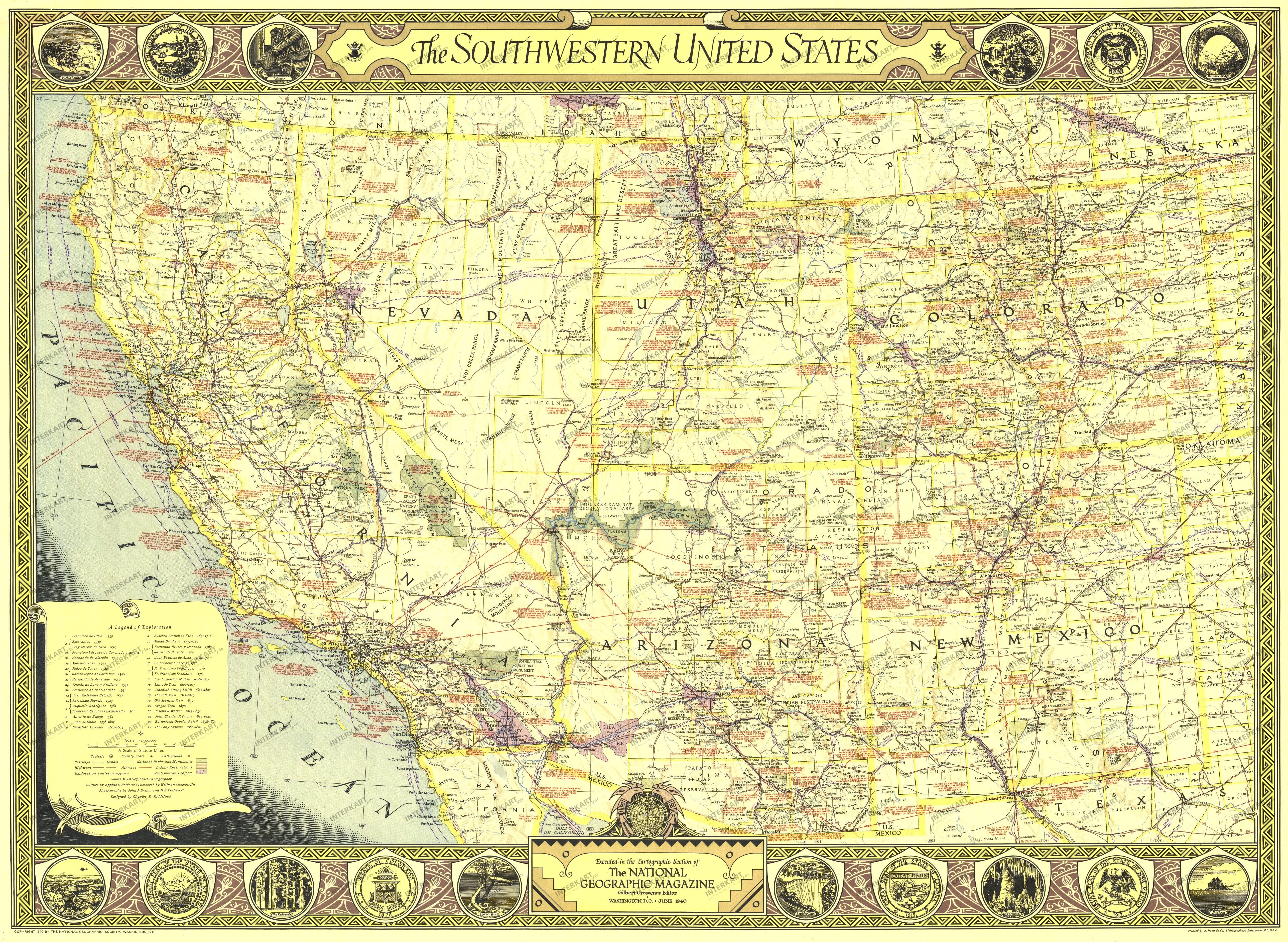 1940 Southwestern United States Map from National Geographic