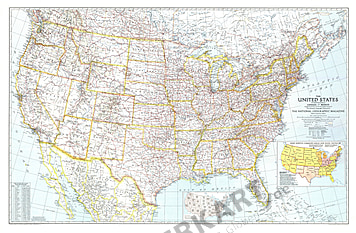 1940 United States Of America Map 105 x 67cm