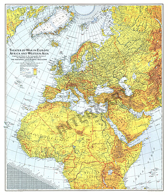 Ngs 1942 Theater Of War In Europe Africa And Western Asia Map
