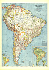 1942 Südamerika Karte 70 x 99cm