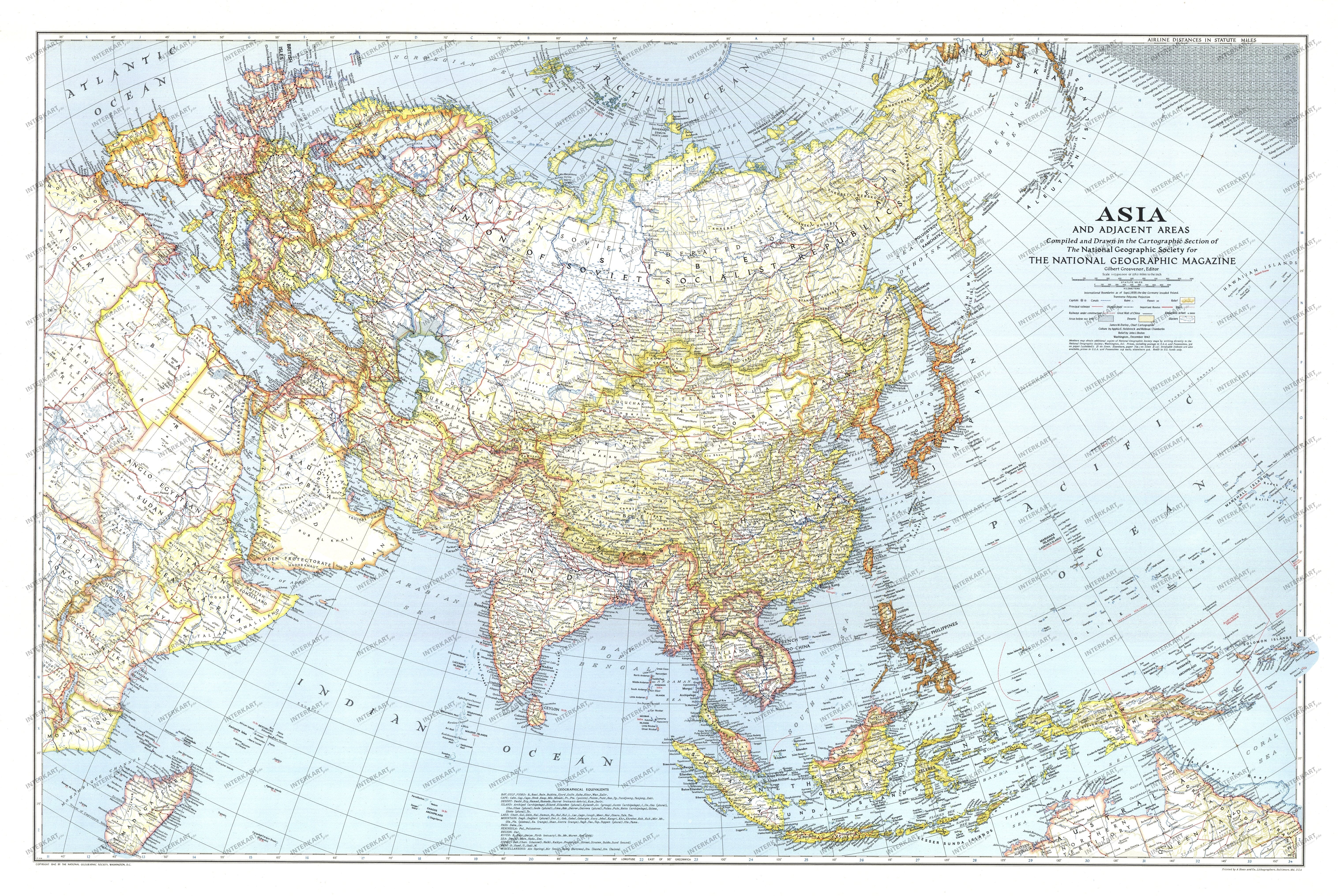 NGS 1942 Asia And Adjacent Areas Map