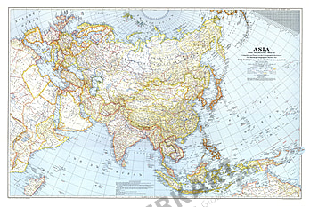 1942 Asia And Adjacent Areas Map National Geographic