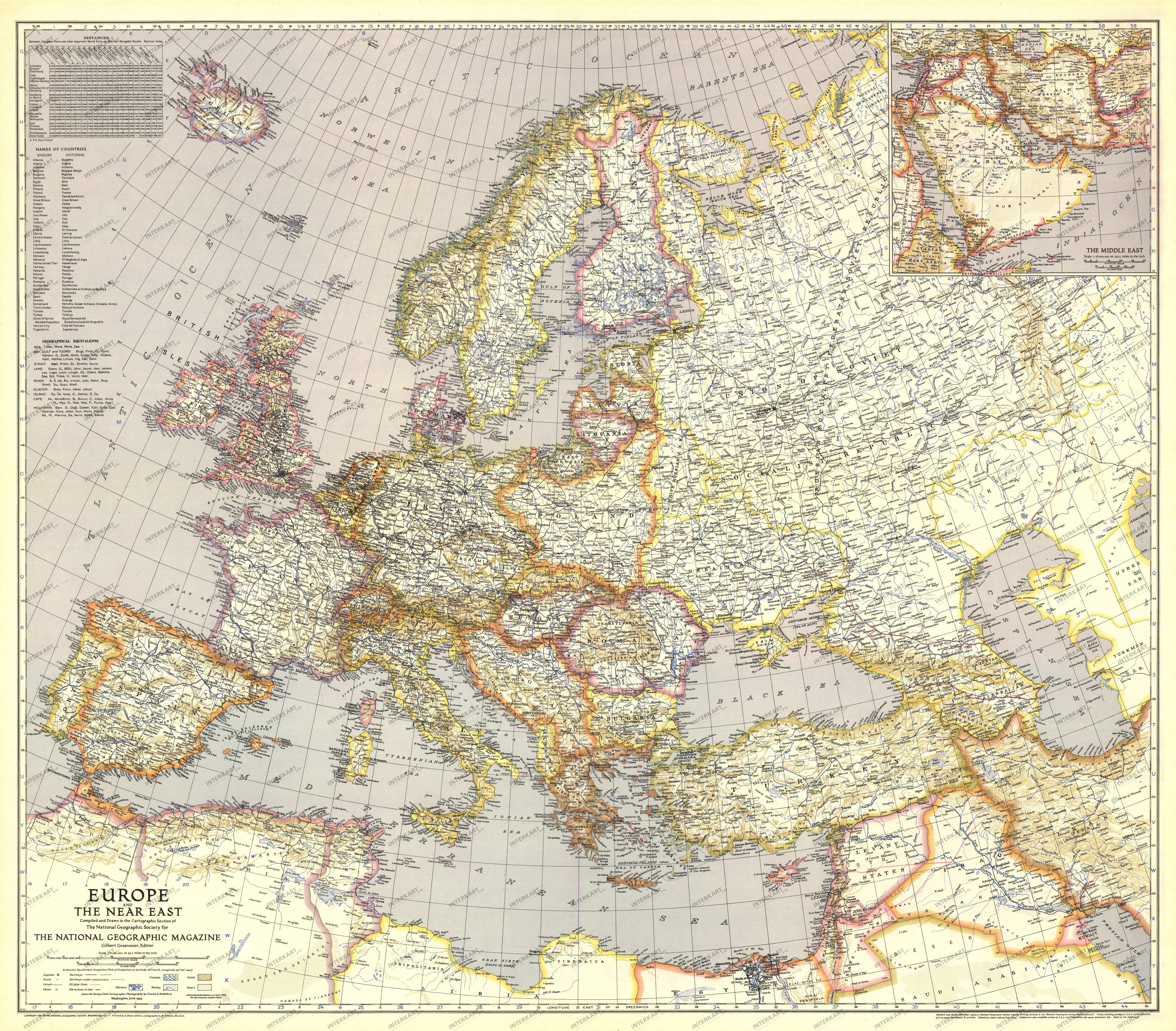Ngs 1943 Europe And The Near East Map