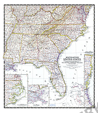 1947 Southeastern United States Map National Geographic