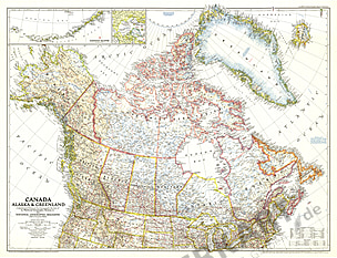 1947 Canada, Alaska And Greenland Map 88 x 66cm