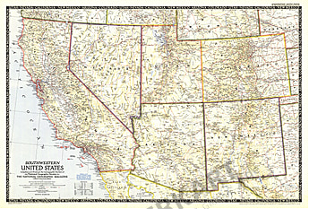 1948 Southwestern United States Map National Geographic