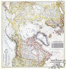 1949 Gipfel der Welt Karte 71 x 74cm