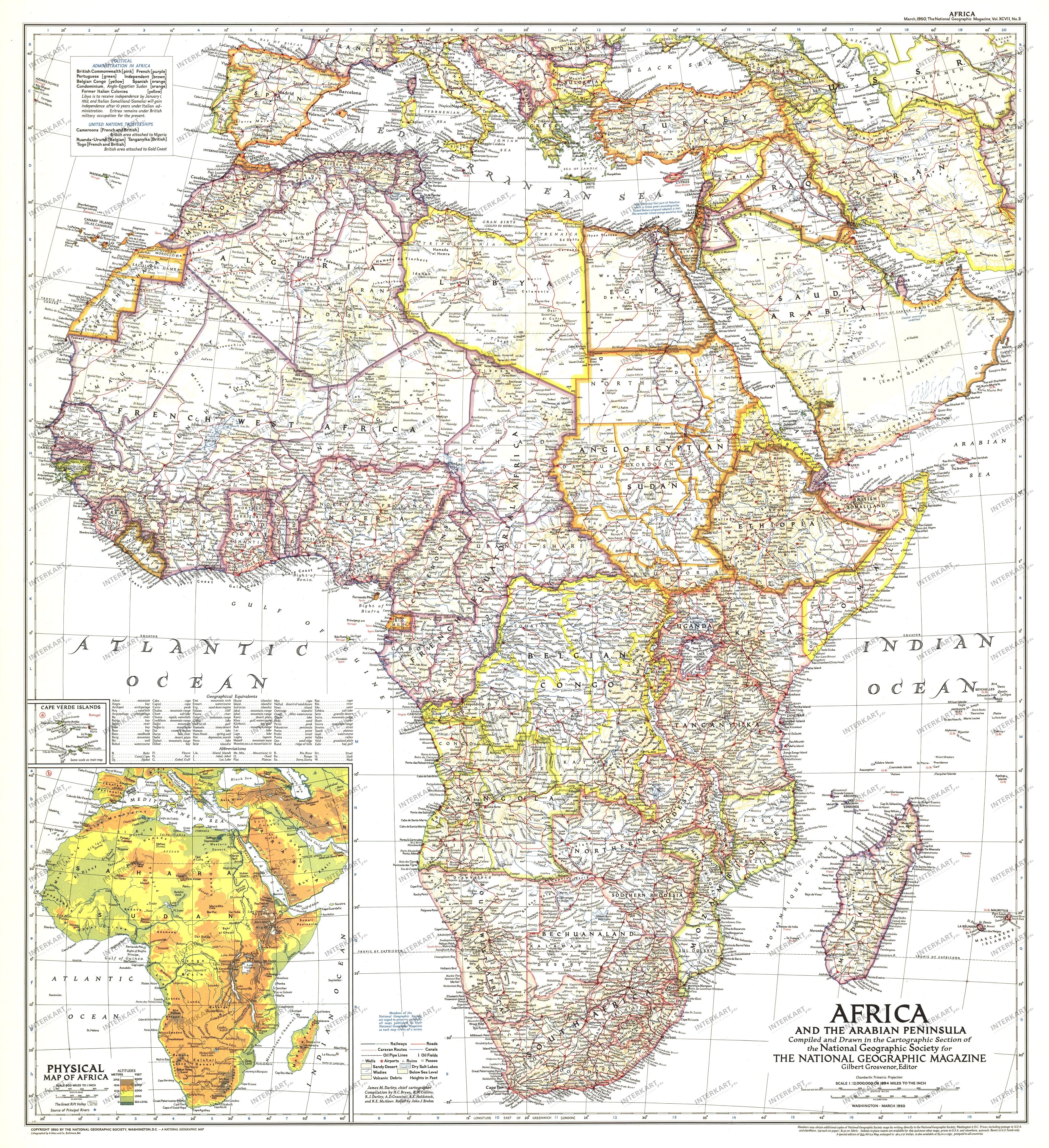 1950 Africa And The Arabian Peninsula Map