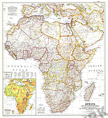1950 Afrika und die Arabische Halbinsel 71 x 79cm