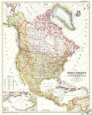 1952 Nordamerika Karte 71 x 89cm