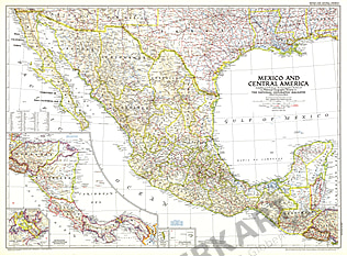 1953 Mexico And Central America Map 94 x 69cm
