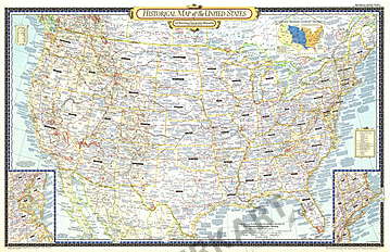 1953 Historical Map Of The United States Map 104 x 67cm