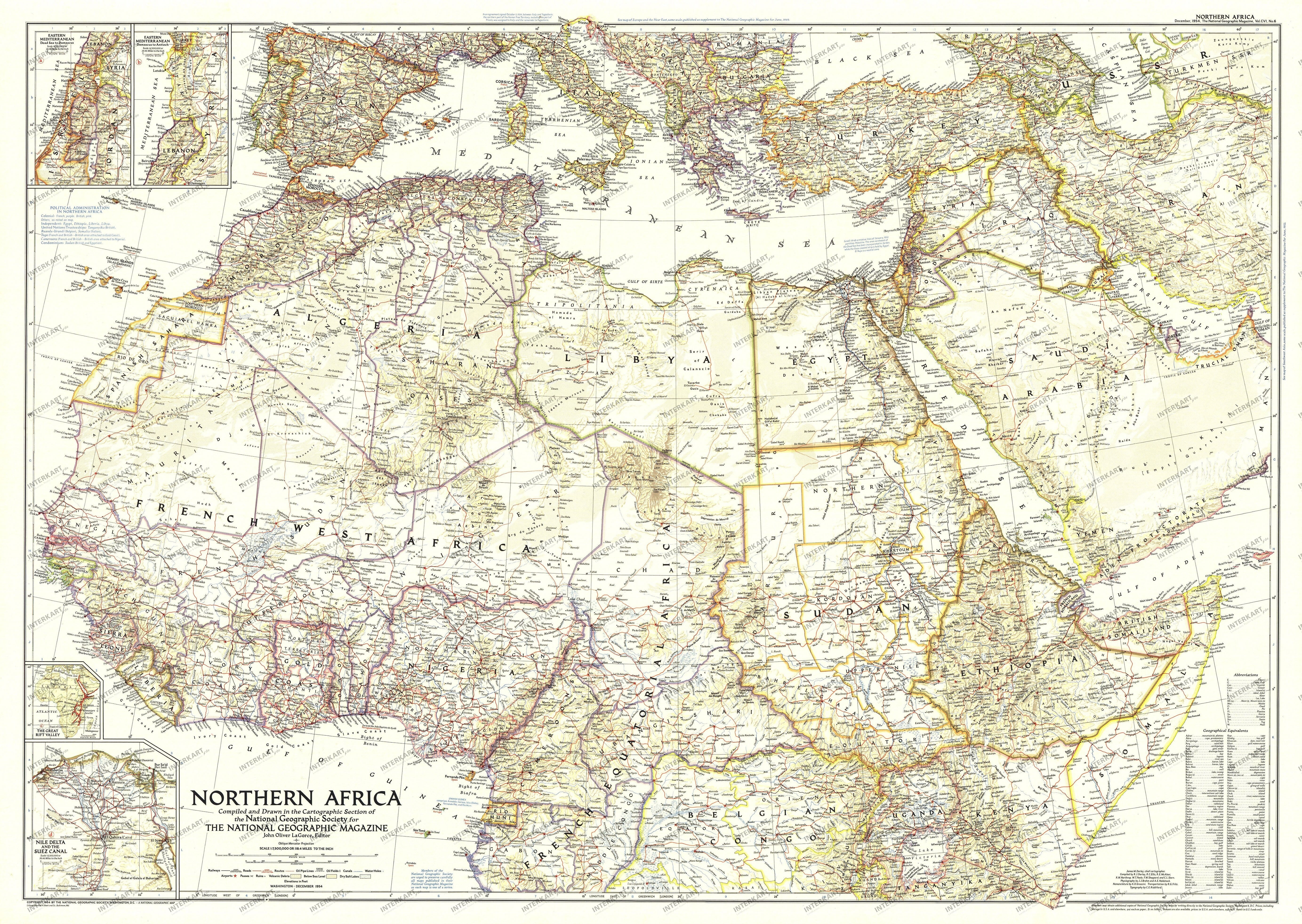 1954 Northern Africa Map 104 x 74cm