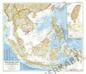 1955 Southeast Asia Map 89 x 76cm