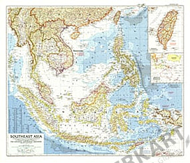 1955 Südostasien Karte 94 x 74cm