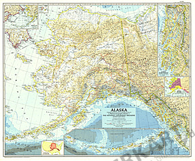 1956 Alaska Map 89 x 74cm