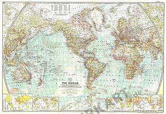 1957 World Map 106 x 73cm