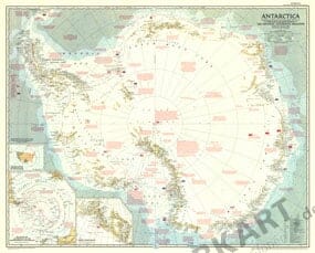 1957 Antarctica Map 91 x 74cm