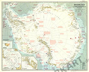 1957 Antarctica Map 91 x 74cm
