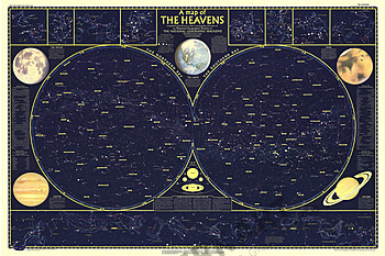 1957 Der Himmel Karte Seite 1 - 107 x 71cm