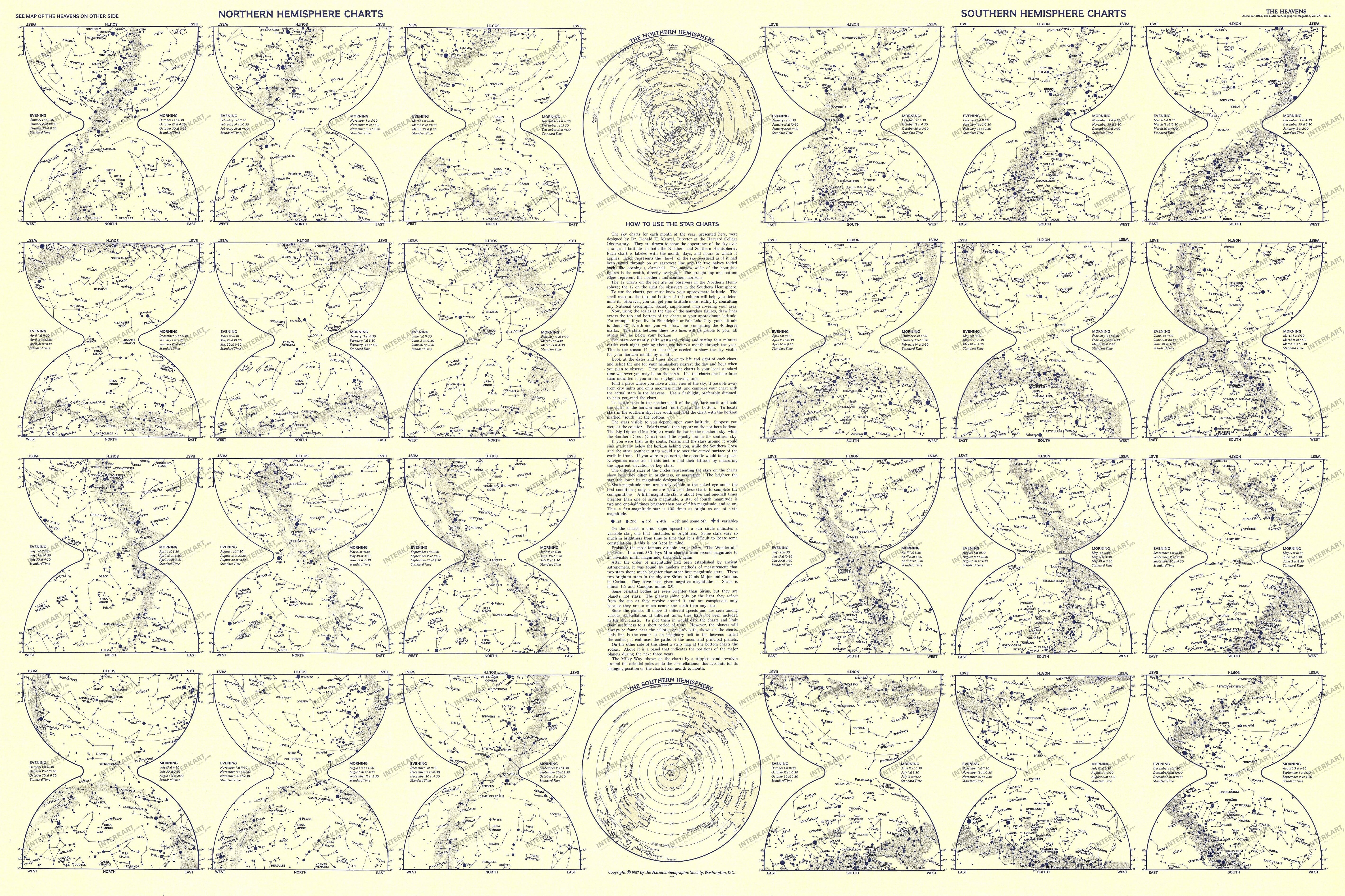 1957 Heavens Map Side 2 - 107 x 71cm