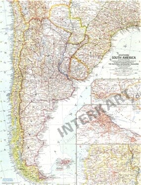 1958 Southern South America Map from National Geographic