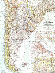 1958 Southern South America Map National Geographic