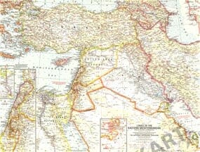 1959 Lands Of The Eastern Mediterranean Map 63 x 48cm