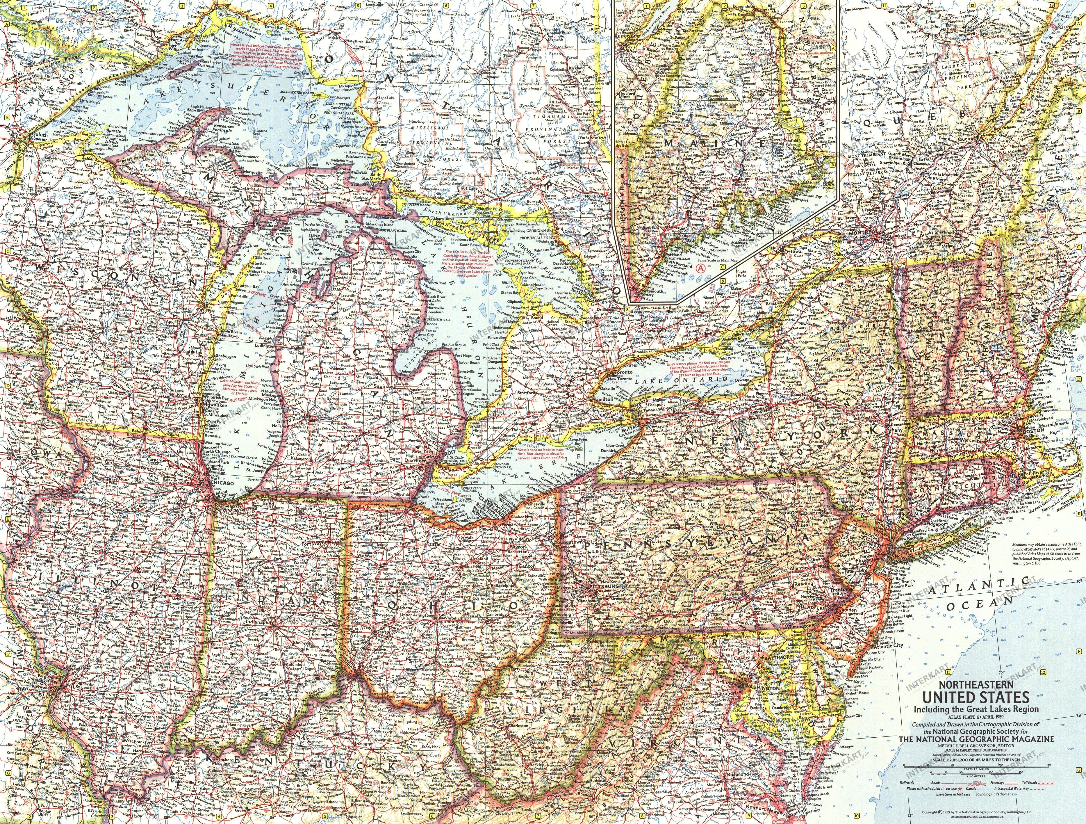 1959 Northeastern United States Map National Geographic