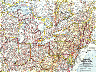 1959 Northeastern United States Map National Geographic