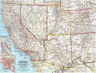 1959 Southwestern United States Map National Geographic