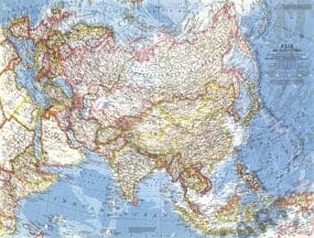 1959 Asia And Adjacent Areas Map from National Geographic