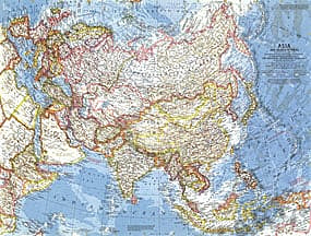 1959 Asia And Adjacent Areas Map National Geographic