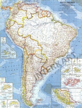 1960 South America Map 48 x 63cm