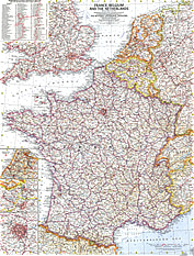 1960 Frankreich, Belgien und die Niederlande 48 x 63cm