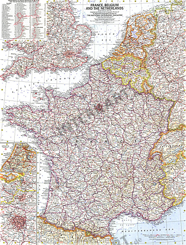 Ngs 1960 France Belgium And The Netherlands Map